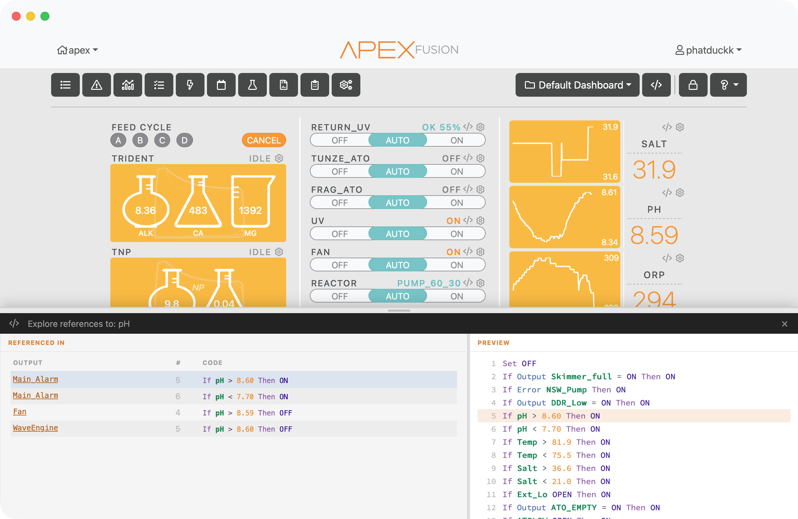 Per-widget reference explorer
